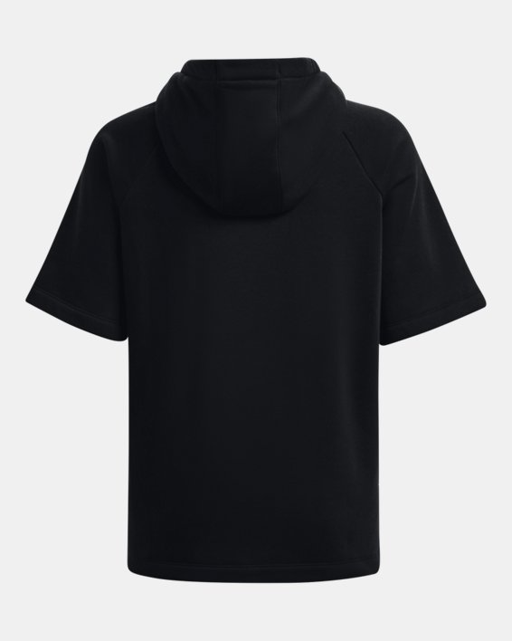 Sweat à capuche et manches courtes UA Rival Fleece pour femmes, Black, pdpMainDesktop image number 5